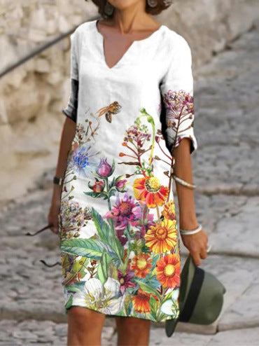 Andrea's™ | Geblümtes Kleid mit V-Ausschnitt