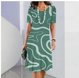 Andrea's™ | Elegantes A-Linien-Kleid mit fließendem Linienmuster