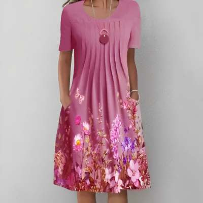Andrea's™ | Geblümtes Faltenkleid in A-Linie