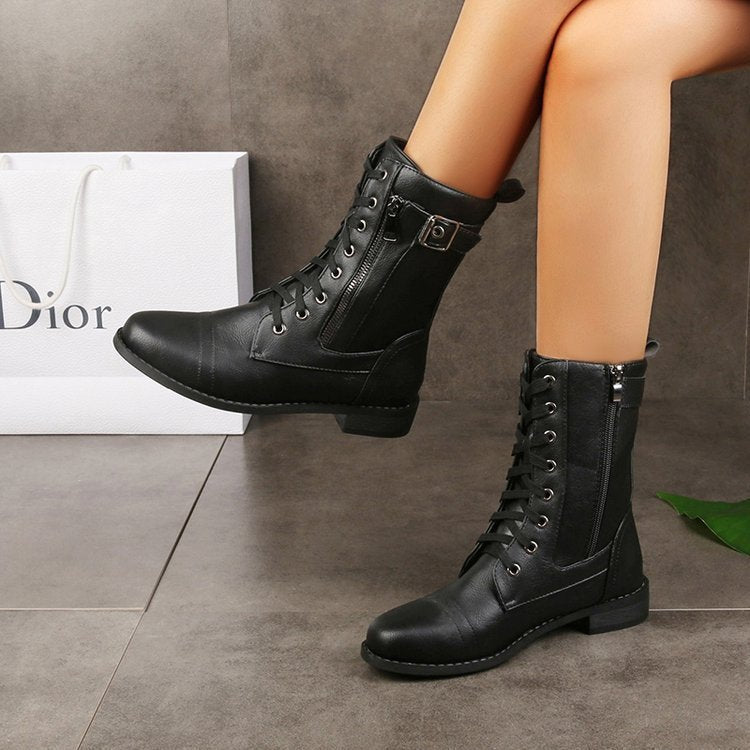Andrea's™ | Schnürstiefeletten mit Reißverschluss und flachem Absatz