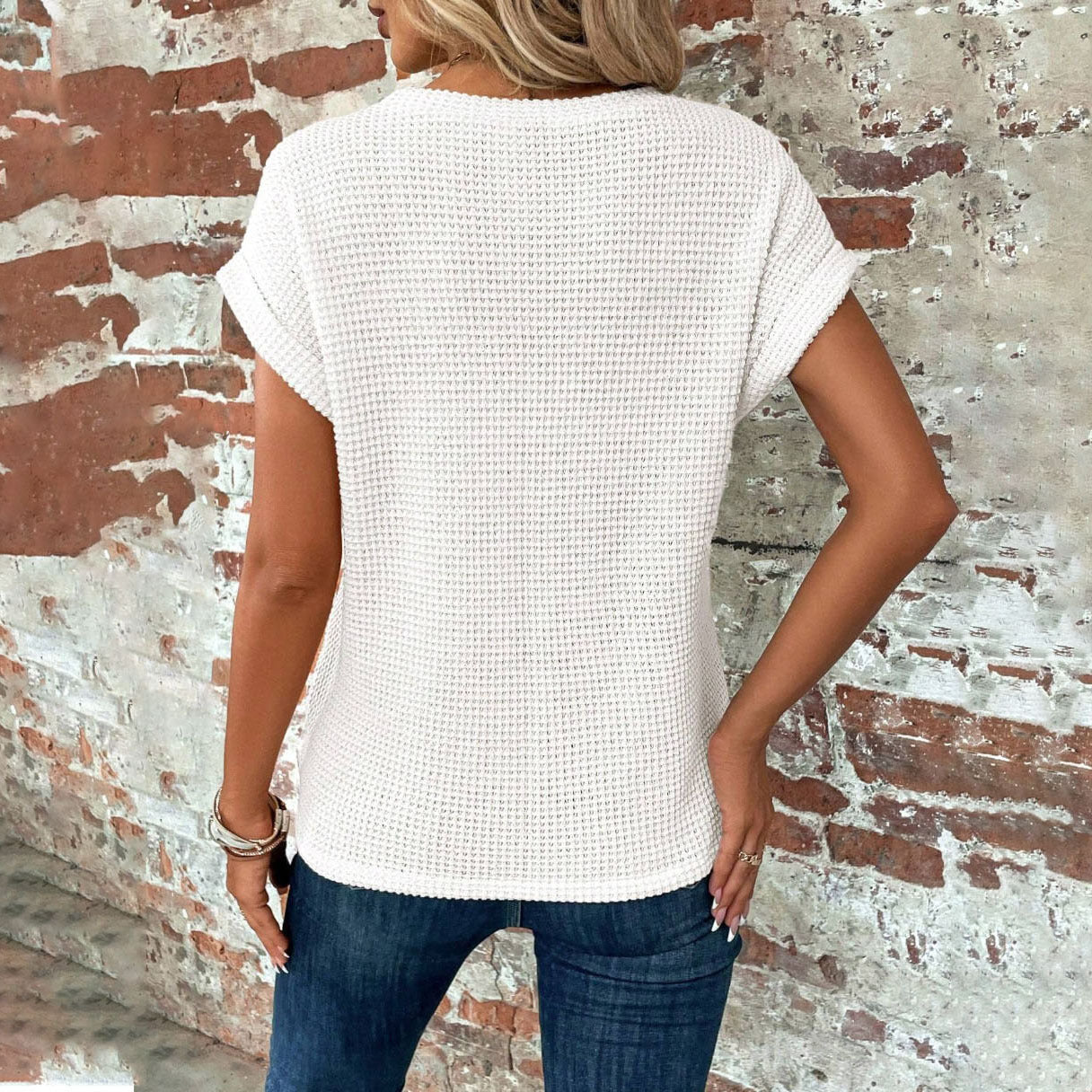 Andrea's™ | Stylisches T-Shirt mit Waffelstruktur und kurzen Ärmeln