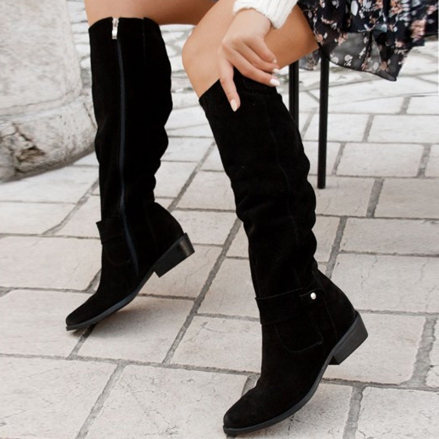Andrea's™ | Elegante Veloursleder-Stiefel mit seitlichem Zipper – perfekt für Herbst & Winter
