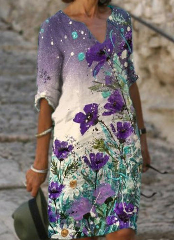 Andrea's™ | Geblümtes Kleid mit V-Ausschnitt