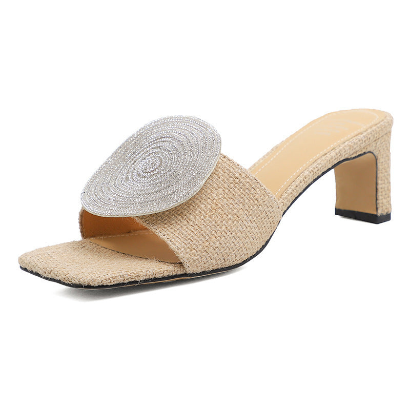 Andrea's™ | Quadratische Runde Sandalen mit niedrigen Absätzen