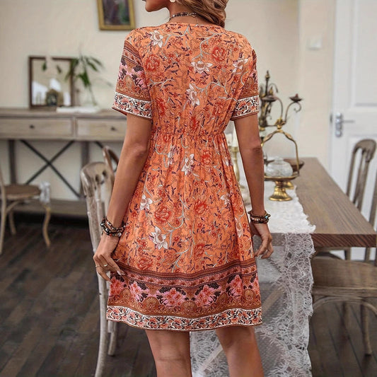 Sommerkleid im Boho-Stil mit Blumenmuster von Andrea Serena, A-Linie