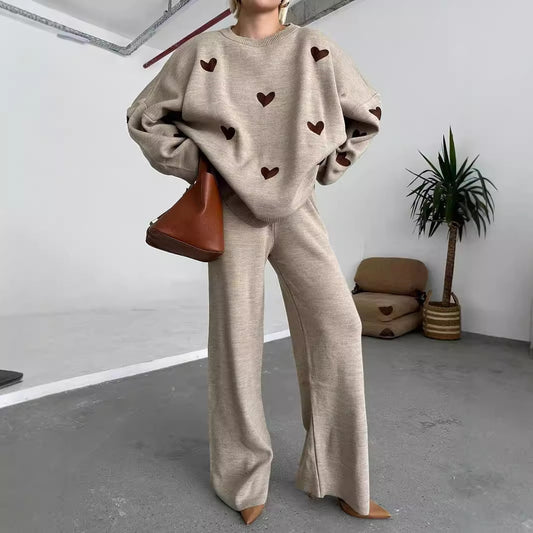 Andrea's™ | Strick-Outfit-Set mit Herzmuster