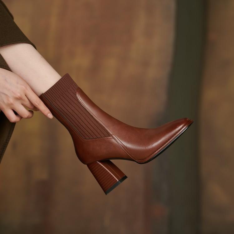 Andrea's™ | Vintage Stiefeletten mit eckiger Spitze & hohem Absatz