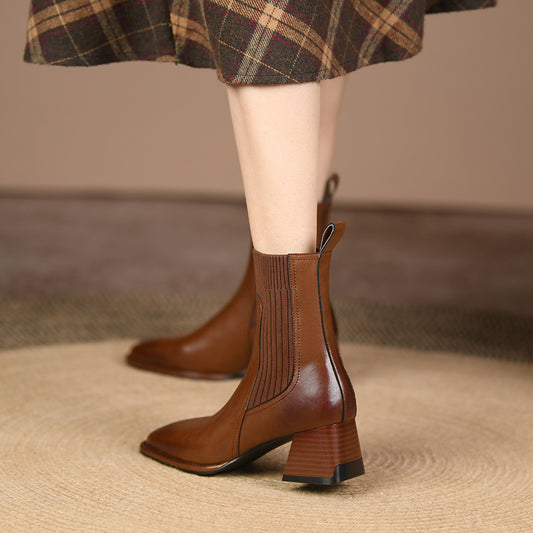 Andrea's™ | Vintage Stiefeletten mit eckiger Spitze & hohem Absatz