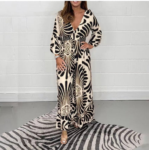 Bedrucktes Chiffon-A-Linien-Kleid von Andrea Serena