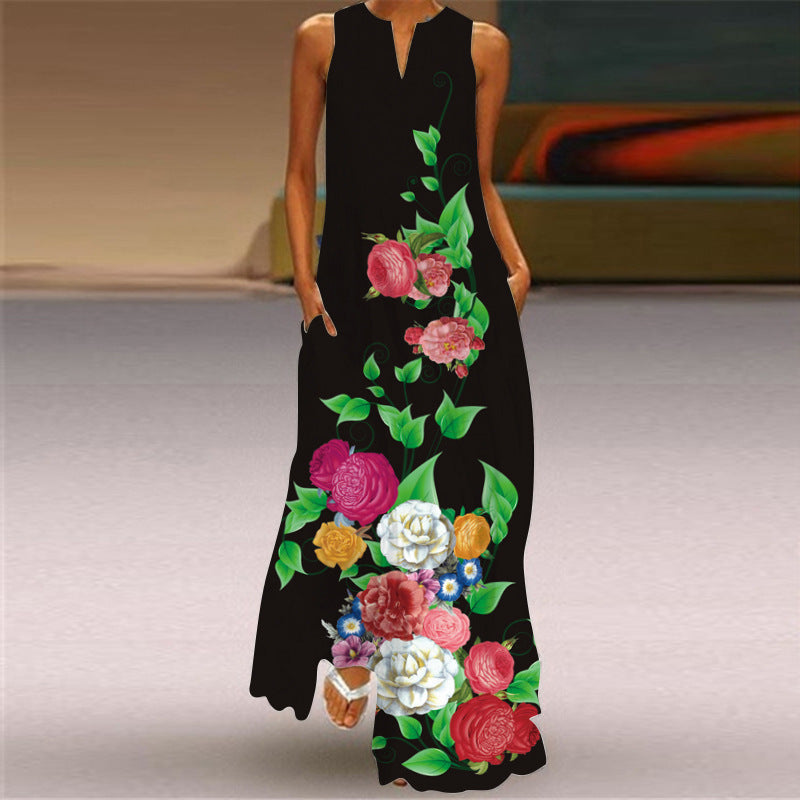 Ärmelloses Maxikleid von Andrea Serena mit Blumenmuster