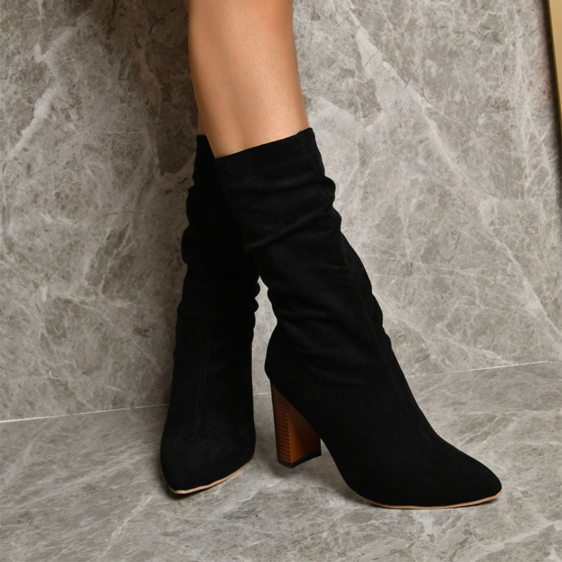 Andrea's™ | Stiefel mit spitzer Zehenpartie und hohem Blockabsatz