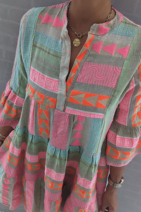 Andrea's™ | Boho Minikleid mit V-Ausschnitt