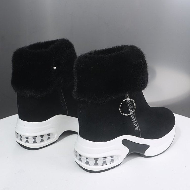 Andrea's™ | Plateau-Stiefeletten mit Kunstfell und Reißverschluss-Detail