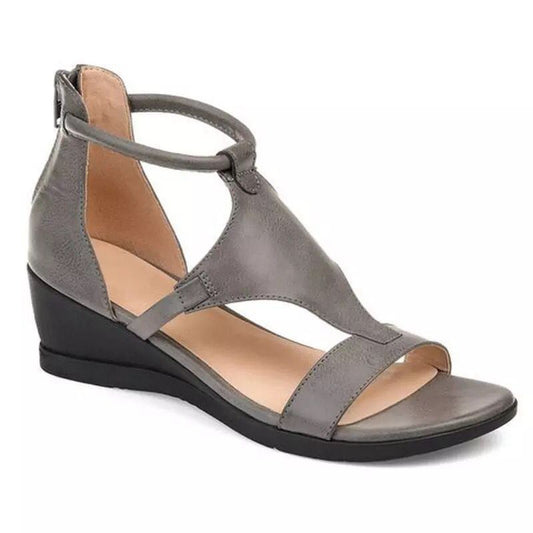 Andrea's™ | Damen Sandalen mit Rückenreißverschluss in Uni-Farbe