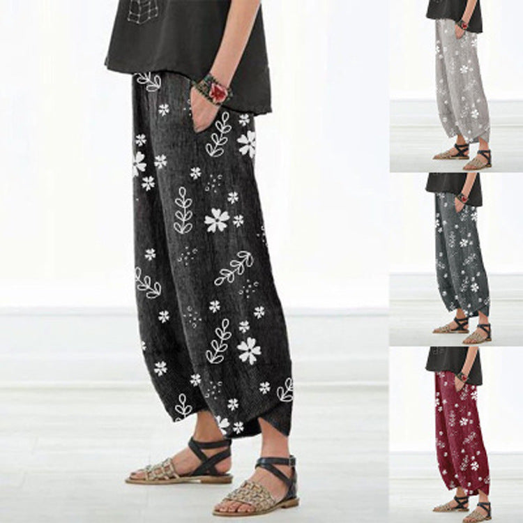 Floral Cotton Wide-Leg Pants by Andrea Serena