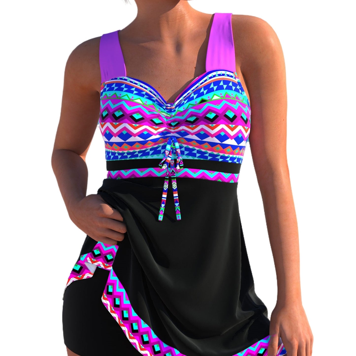 Andrea's™ | Striped Nautical Swimdress with Built-in Shorts