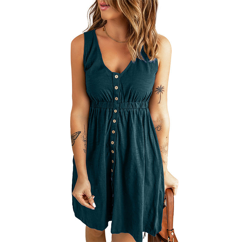 Andrea's™ | Minikleid mit Knopfleiste, schmaler Taille und V-Ausschnitt