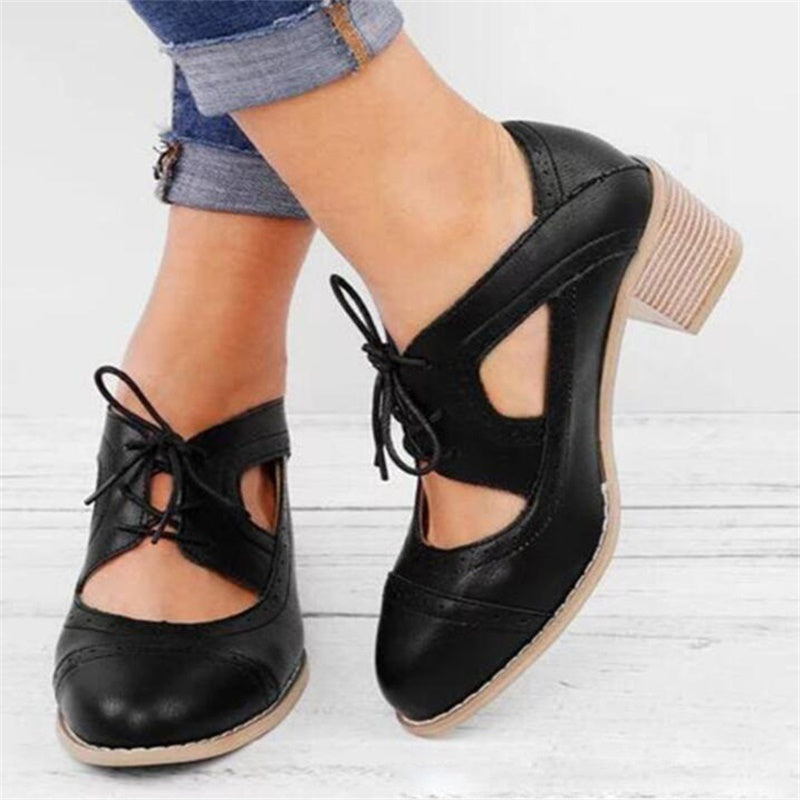 Andrea's™ | Damen-Schnürsandalen mit Cut-outs und hohen Absätzen