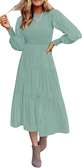 Andrea's™ | Maxikleid mit langen Ärmeln, Falten und Lagen