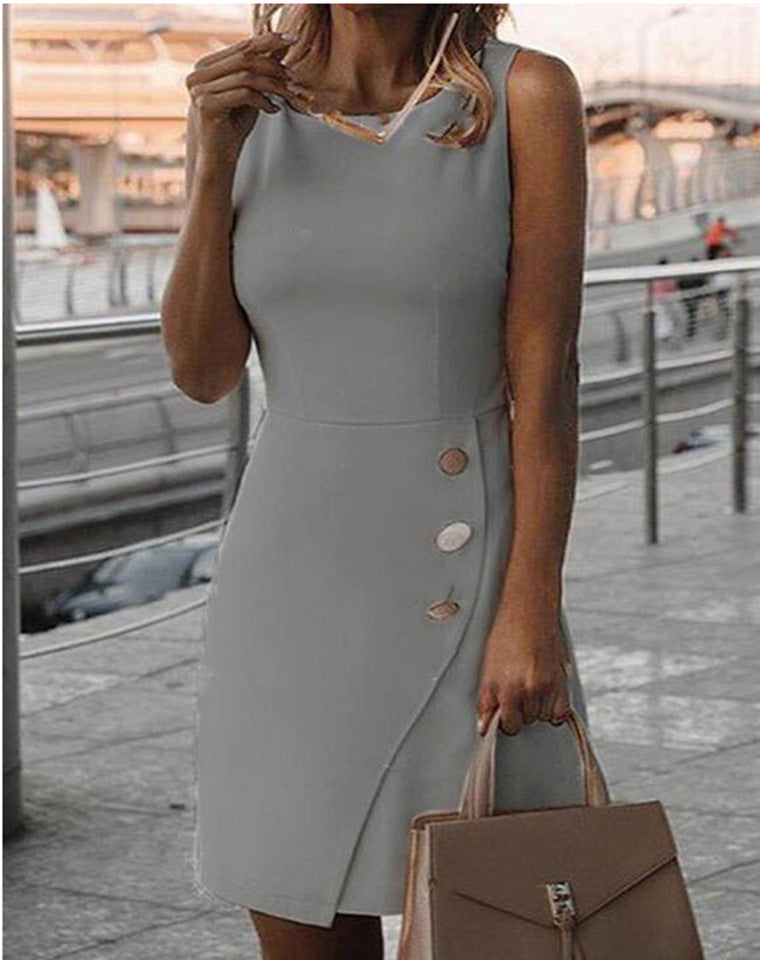 Andrea's™ | Ärmelloses Kleid mit Knopf- und Wickeldetail