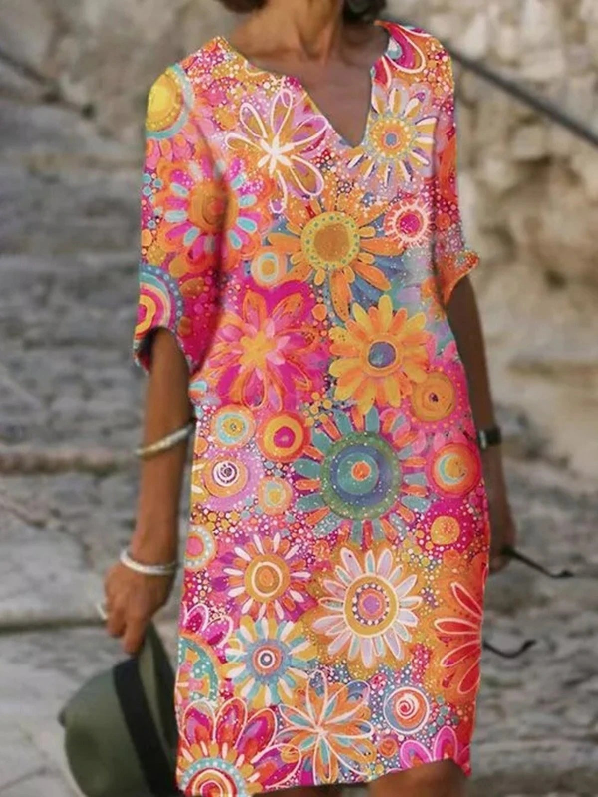 Andrea's™ | Lebhaftes Blumiges Minikleid