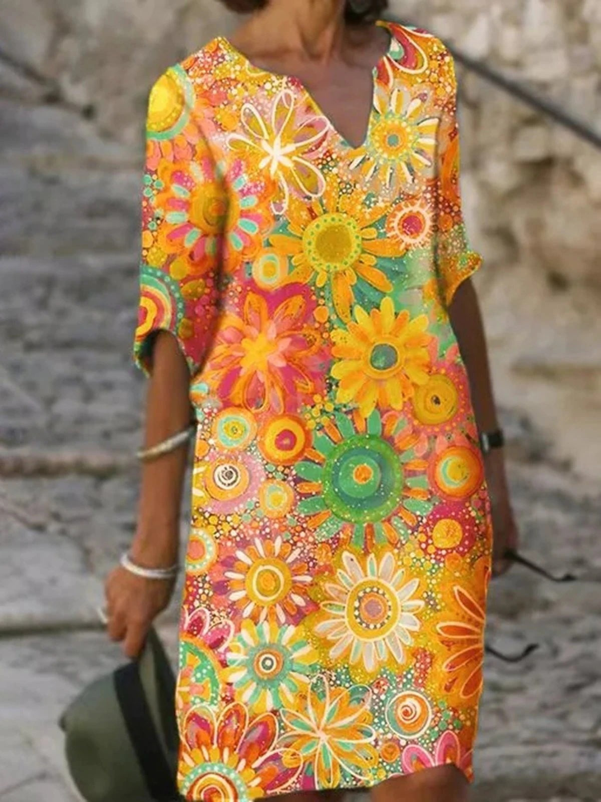Andrea's™ | Lebhaftes Blumiges Minikleid