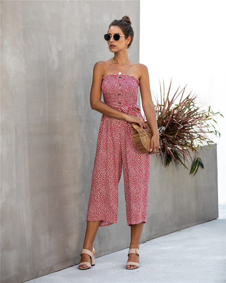 Andrea's™ | Schulterfreier bedruckter Jumpsuit