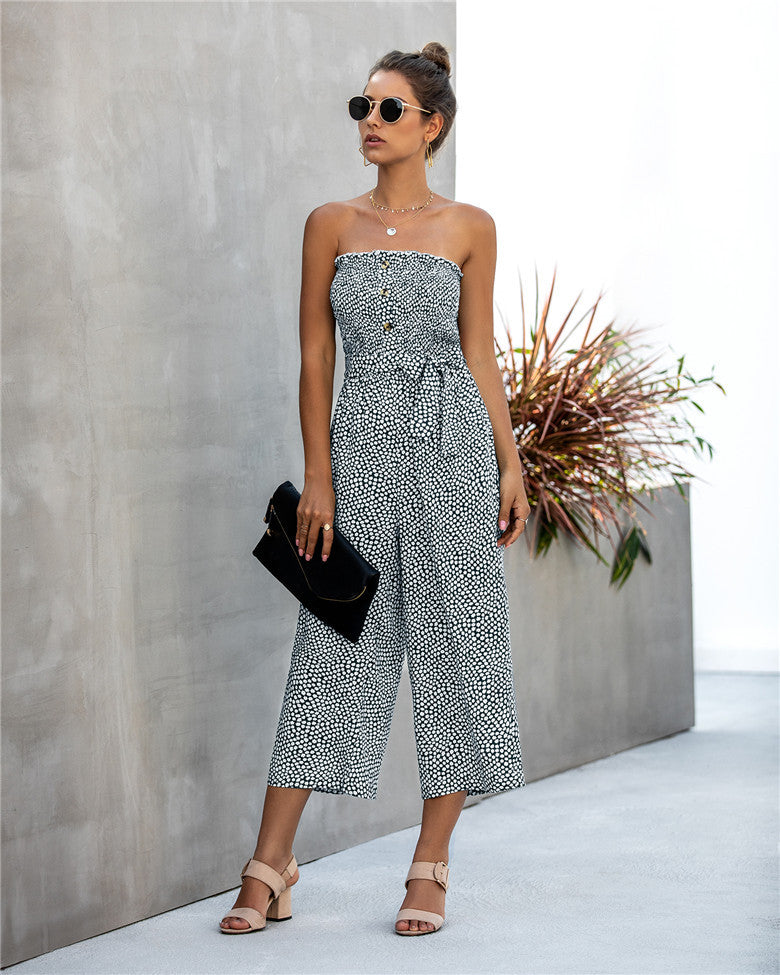 Andrea's™ | Schulterfreier bedruckter Jumpsuit