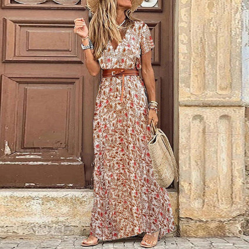 Andrea's™ | Maxikleid im Boho-Stil mit V-Ausschnitt und Gürtel