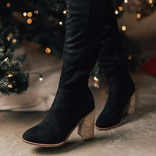 Andrea's™ | Kniehohe Stiefel mit Blockabsatz und Stretchschaft