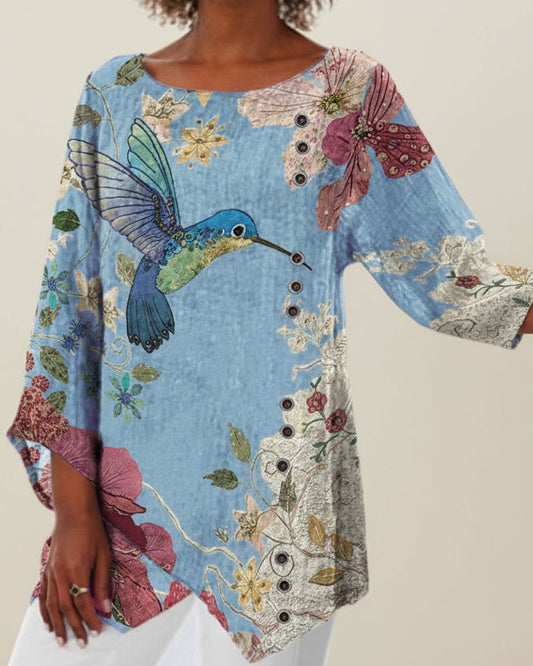 Unregelmäßiges Top mit Blumenmuster von Andrea Serena
