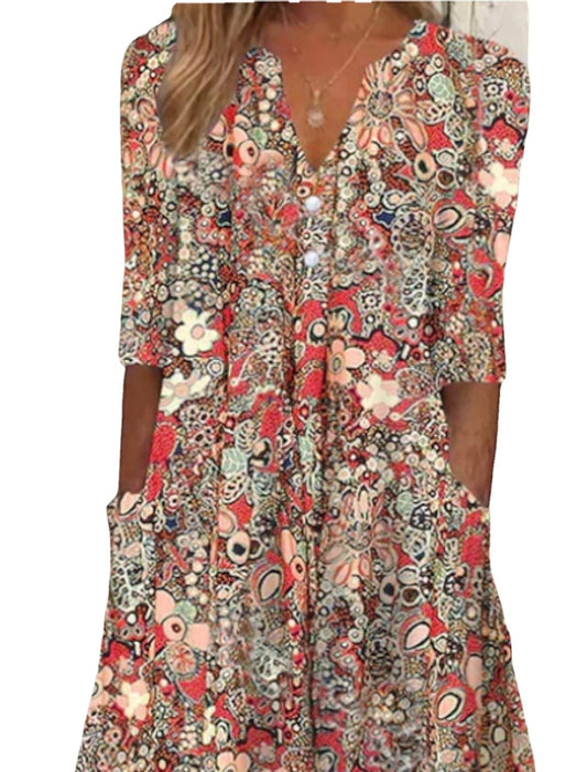 Andrea's™ | Lebhaftes Sommer-Midikleid mit Seitentaschen