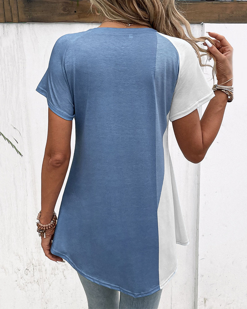 Andrea's™ | Patchwork-T-Shirt mit Blumendruck