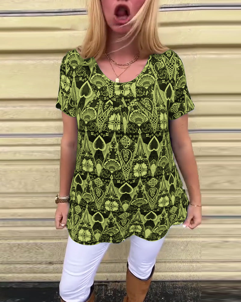 Andrea's™ | T-Shirt lässig Retro Rundhals bedruckt