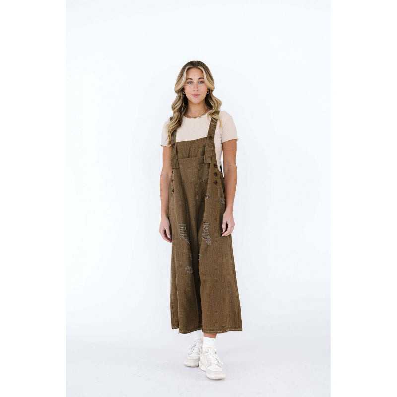Andrea's™ | Latzhosen-Jumpsuit aus Denim mit weitem Bein