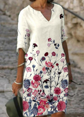 Andrea's™ | Geblümtes Kleid mit V-Ausschnitt