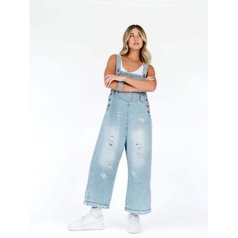 Andrea's™ | Latzhosen-Jumpsuit aus Denim mit weitem Bein