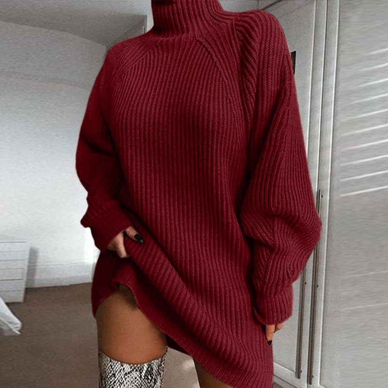 Andrea's™ | Solider Rollkragenpullover Warmes Strickkleid