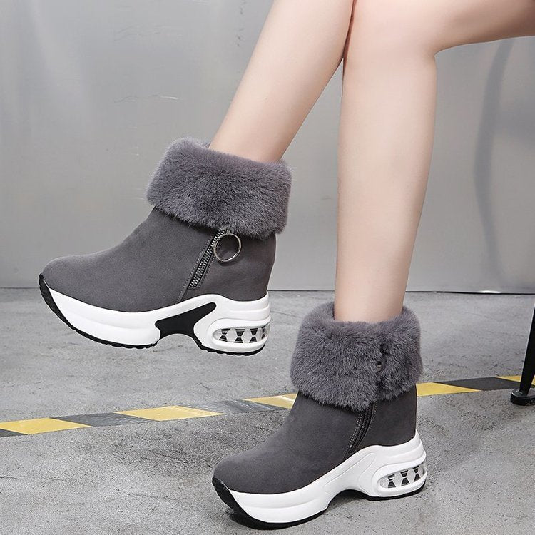 Andrea's™ | Plateau-Stiefeletten mit Kunstfell und Reißverschluss-Detail