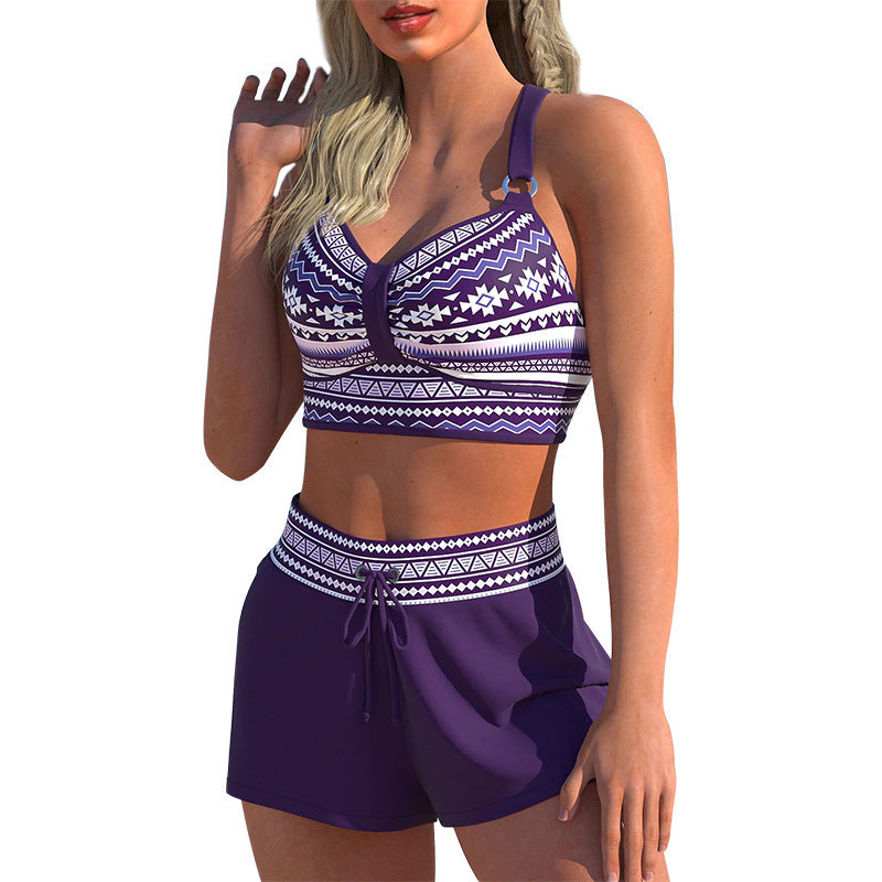 Andrea's™ | Bikini-Top mit ethnischem Print und passenden High-Waist-Shorts