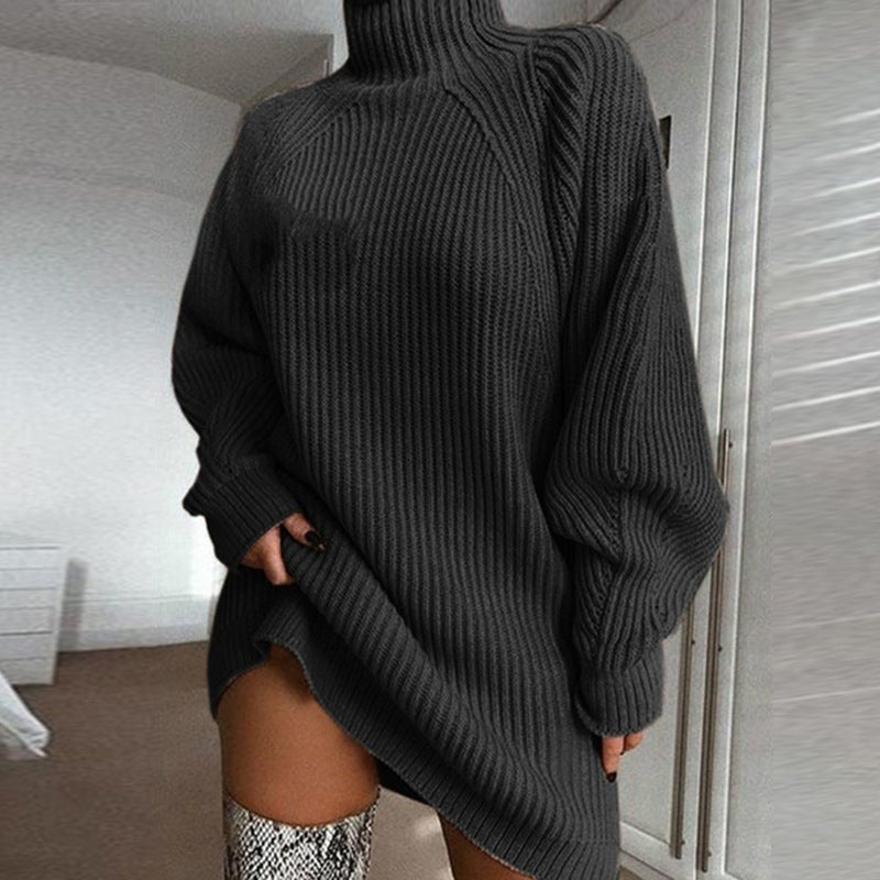 Andrea's™ | Solider Rollkragenpullover Warmes Strickkleid