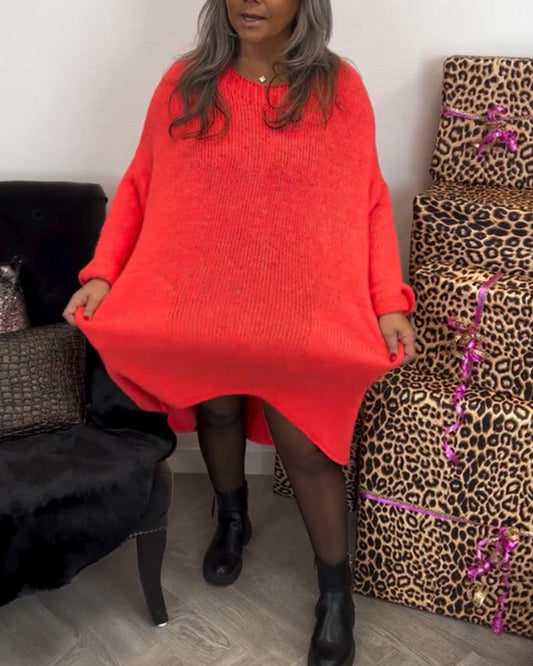 Andrea's™ | Locker Strickkleid mit Tasche