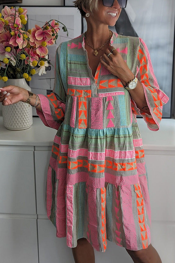 Andrea's™ | Boho Minikleid mit V-Ausschnitt