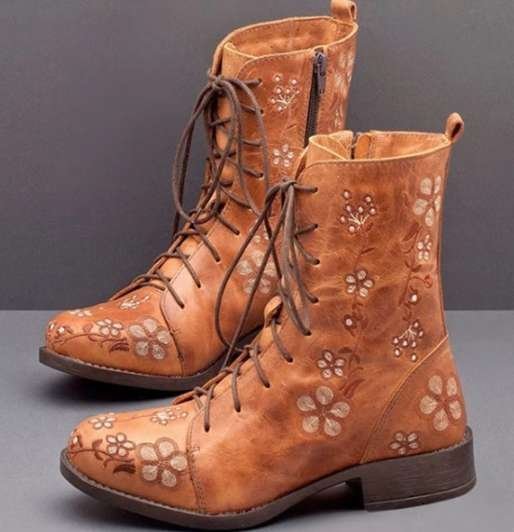 Andrea's™ | Trendige Damen-Stiefeletten mit Stickerei und mittlerem Absatz