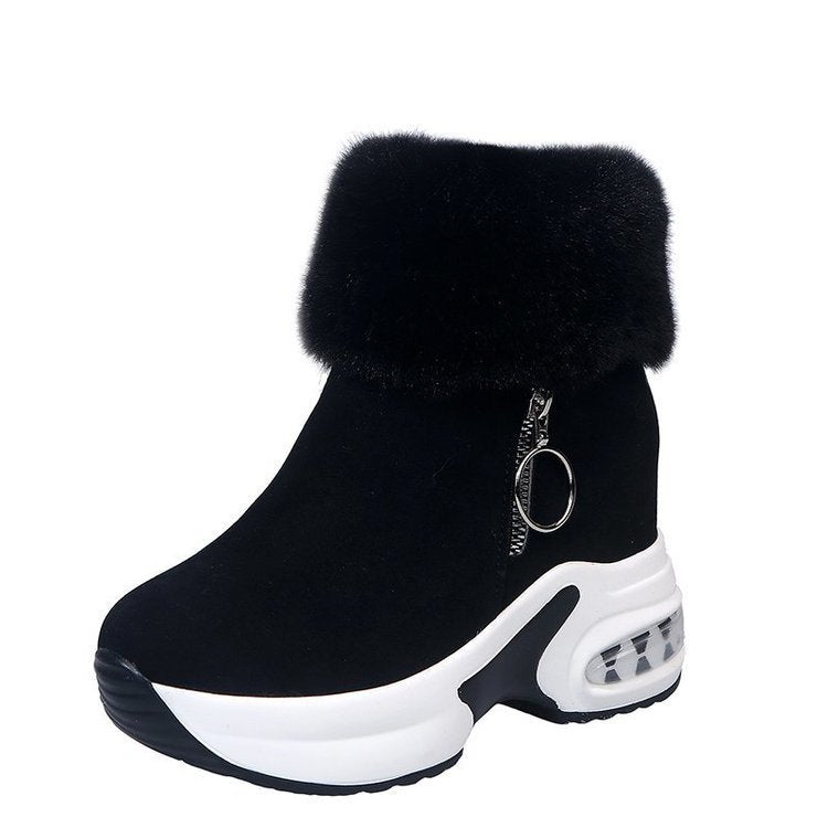 Andrea's™ | Plateau-Stiefeletten mit Kunstfell und Reißverschluss-Detail