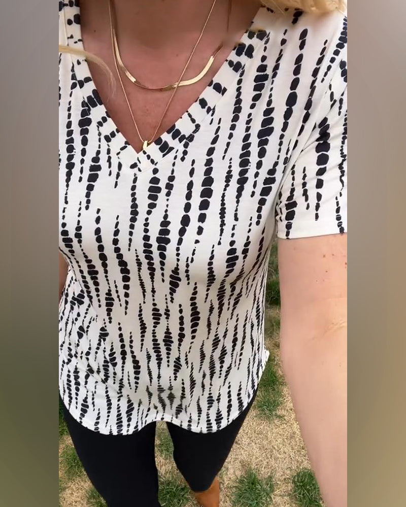 Andrea's™ | T-Shirt bedruckt kurzärmelig V-Ausschnitt