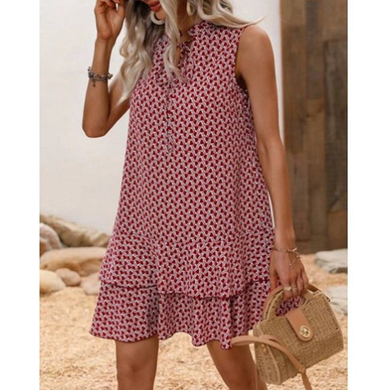 Andrea's™ | Kleid mit lebendigen Drucken und Schnürkragen