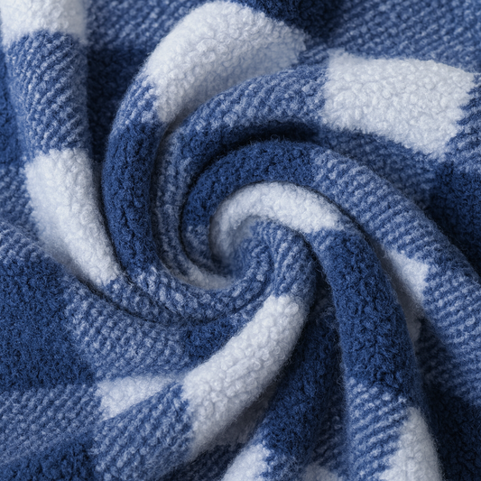 Andrea’s™ | Blau-karierte Sherpa-Kapuzenjacke