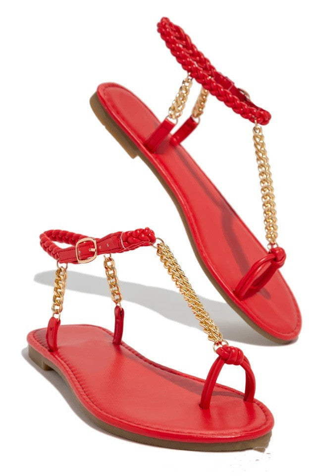 Andrea's™ | Sandalen mit runder Spitze und Metallkette