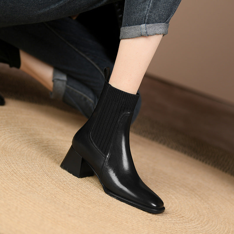 Andrea's™ | Vintage Stiefeletten mit eckiger Spitze & hohem Absatz
